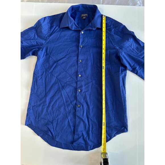 Van Heusen Mens Blue Long Sleeve Button-Up Shirt Slim Fit Stretch L - Picture 6 of 8